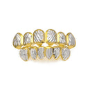 Luxury 18k Gold Plated Silver Oblique Texture Hip Hop Rock Teeth Top Bottom Set Halloween Party Costume
