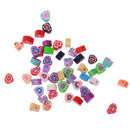 Pack of 50 Colorful Heart Shape Flat Back Polymer Clay Beads for DIY Jewelry Making 8mm