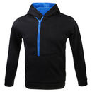 Mens Half Zip Design Casual Clothing Sportswear Gym Running Jogging Hooded Pullover Sweatshirt Black Blue XL