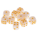 10pcs/Pack Plastic Six Sided Dice D6 for Party Bar Game Accessory White