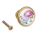 Tulip Pattern Round Ceramic Kitchen Cabinet Cupboard Handles Pull Knob