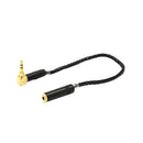 20cm Elbow 3.5mm Male To Female Stereo Extension Audio Adapter Cable Black