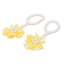 Cute Baby Girl Ribbon flower Chiffon Barefoot Sandals Shoes Beach Party Supplies Yellow 14cm