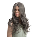 Fashion Women Long Natural Wavy Curly Synthetic Hair Wigs + Cap for Cosplay Party Daily Use Flaxen Gray