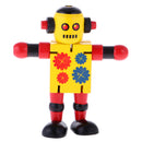 Mini Wooden Walnut Robot Toy Kids Gift Toy Walnut People Decor Yellow