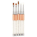 5PCS/SET Professional Flat Nail Art Brushes Cosmetic Tool Manicure Pedicure Supplies Salon Home Equipment Rose Gold 6.7Inch