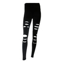 Women Fashionable Elastic High Waist Breathable Soft Running Yoga Pants Gym Fitness Cut Out Ripped Pants XL