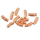 12 Pieces Curved Tube Beads 17x6mm Rose Gold Hollow Flower Spacer Metal Beads 4mm Hole for Bracelet Necklace Jewelry Making fit Rope Chains