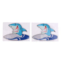 2 Pieces Waterproof Vinyl Surf Shark Stickers Decals Kayak Canoe Boat Surfboard Beach Laptop Helmet Wall Car Bumper Window Graphics Accessories