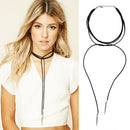 Fashion Korean Simple Style Matilayer PU Leather Rope Chain Choker Necklace