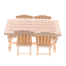 1:12 Scale Natural Wooden Dining Table Chairs Furniture Set Dollhouse Decor