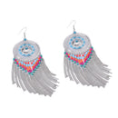 Women Bohemian Big Long Tassel Beads Dangle Earrings Vintage Party Jewelry