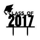 Black Acrylic Class of 2017 Silhouette Cake Topper Graduation Party Decor