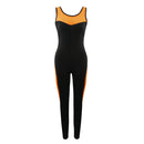 Women Ladies Sports Fitness Exercise Yoga Jumpsuit XL Black Orange