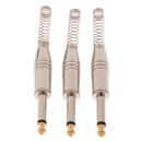 3pcs Spring End to 6.5mm 1/4" Male Adapter Microphone Mono Audio Connector