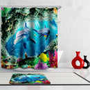 Home Bathroom Bedroom Door Window Use Extra Long Fabric Bath Shower Sharks Print Pattern Curtain With 12 Hooks