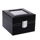 Vintage Style 2 Slots Watch Storage Box Case Jewelry Organiser Black
