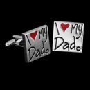 1 Pair Silver I Love My Dad Cufflinks Enamel Cute Red Heart Cuff Links for Wedding Fathers Day Jewelry