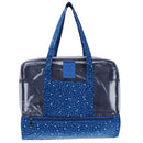 Girls Waterproof Wet Clothes Beach Bag Tote Diaper Gym HandBag Tote with Shoes Compartment Blue