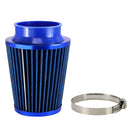 Blue 3'' Car Truck Turbo Cold Air Filter Round Cone High Flow