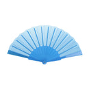Polyester Fabric Hand Fan Flat Plain Plastic Keel Folding Purse Bamboo Girl Women Gifts Blue
