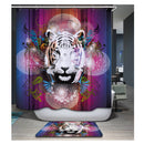 Home Hotel Bathroom Shower Room Decor Retro Fabric Shower Curtains With 12 Hooks Fashionable Animal Print Charms Curtains Bathroom Accessory