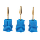 3pcs Gold Alloy Small Barrel Head Nail Drill Bit Set Nail Tips Grinding Head