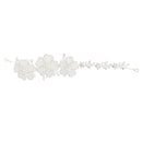 Women Girls Fashionable Faux Pearl Shiny Rhinestone Heart Shaped Petal Flower Headband Tiara Headwear Hair Ornaments Silver