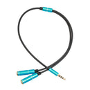 3.5mm Headphone Audio Splitter Jack Male to 2 Dual Female Cable Adapter,Y Splitter Cable for iPhone,Samsung,Tablet,Mp3,Hedaphone,Headset,Aluminum case Connector 30cm Cable Blue
