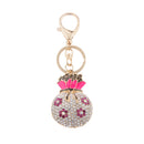 Rhinestone Crystal Bag Pendant Plum Flower Money Bags Pendant Keyring Keychain Handbag Hook Holder Plum Red
