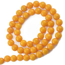8mm Round Shaped Jade Strand Beads Jewelry Making Findings DIY Accessories 15.5 Inch Yellow