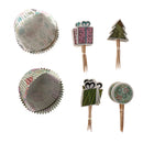 24 sets Christmas Theme Cake Toppers and Cupcake Wrappers Party Favors