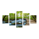 Join-Together Canvas Painting Modern Picture Home Office Decor Set of 5 GREEN TREE