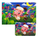 Sheep Cartoon Wood Puzzle Jigsaw 60 Pieces Preschool Educational Hands-on Puzzle Toy Indoor Outdoor Games with Iron Box