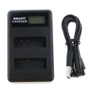 LCD Display USB Dual Ports Slot 2 Channels Battery Charger AZ16-1 for Xiaomi Yi 4K Action Cameras