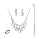 Wedding Bride Necklace Earrings Crystal Bracelet Rings Fashion Jewelry Sets