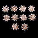 10 Pieces 15mm Gold Plated Metal Diamante Flower Buttons Embellishments Crystal Buttons Flatback DIY Accessories Sewing Fasteners Wedding Decorations