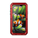 Luxury Aluminum Alloy Frame + Inner Silicone + Tempered Glass Front Case Protective Metal Extreme Shockproof Bumper Cover Case Skin for Apple iPhone X red