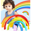 Wooden 7 Colour Stacking Rainbow Shape Kids Childrens Educational Toy Set