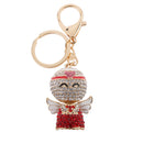 Fashion Rhinestone Crystal Red Angel Charm Purse Bag Key Ring Keychain Keyfob
