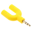 3.5mm Stereo Audio Splitter Earphone Headphone 2 Way Adaptor Keyring Yellow