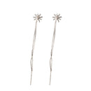 1Pair Women Charm Silver Zircon Tassel Ball Long Drop Dangle Earrings Gift