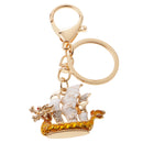 Dragon Boat Keychain Crystal Keyring Key Chain Keyfob Purse Bag Accs Golden Yellow