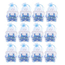 Kids Baby Shower Party Decor Chocolate Candy Sweets Holder Storage Drawstring Party Favors Bag Pack of 12PCS Blue
