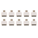 10 Pack Micro USB To USB2.0 Adapter Plug Mini OTG Converter For Android Mobile White