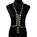 Vintage Boho Rhinestone Turquoise Long Chain Tassel Pendant Body Jewellery