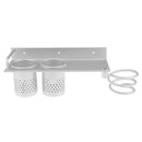 Durable Metal Wall Mount Hair Dryer Blower Holder Organizer with 2 Cup Storage Rack