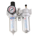 3 In 1 Twin Air Filter Pressure Regulator Gauge Kit Water/Oil Trap Separator
