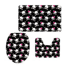 Set of 3PCS Home Bathroom Toilet Table Kitchen Use Skull Pattern Design Toilet Covers Non-slip Bathmat Carpet Rug
