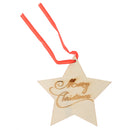 Handmade Wooden Star Merry Christmas Printed Xmas Hanging DIY Decorations